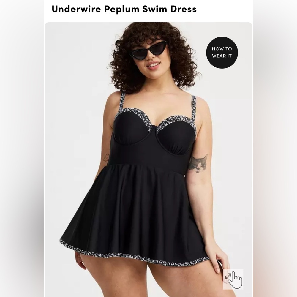 Torrid Black and White Floral Swim Dress